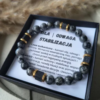 BRANSOLETKA MĘSKA LARVIKIT LAWA WULKANICZNA SIŁA ODWAGA STABILIZACJA